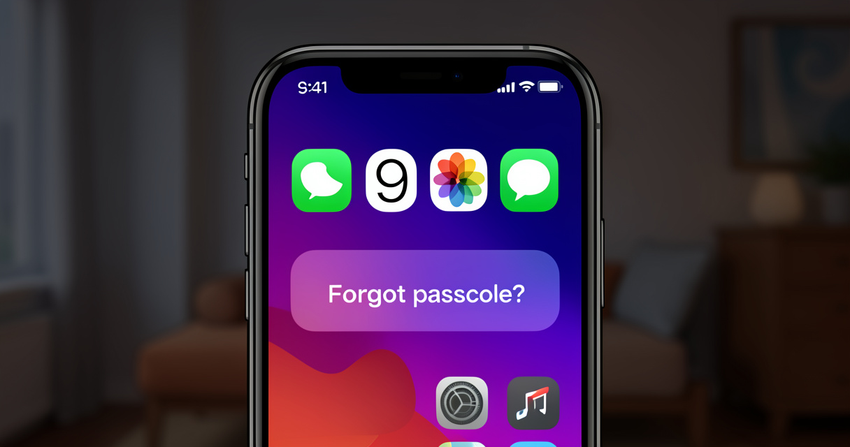 Écran de verrouillage d'iPhone affichant l'option code oublié pour déverrouiller sans perte de données