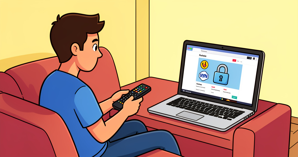 Utilisateur regardant un film en streaming sur 1jour1film avec une connexion sécurisée par VPN