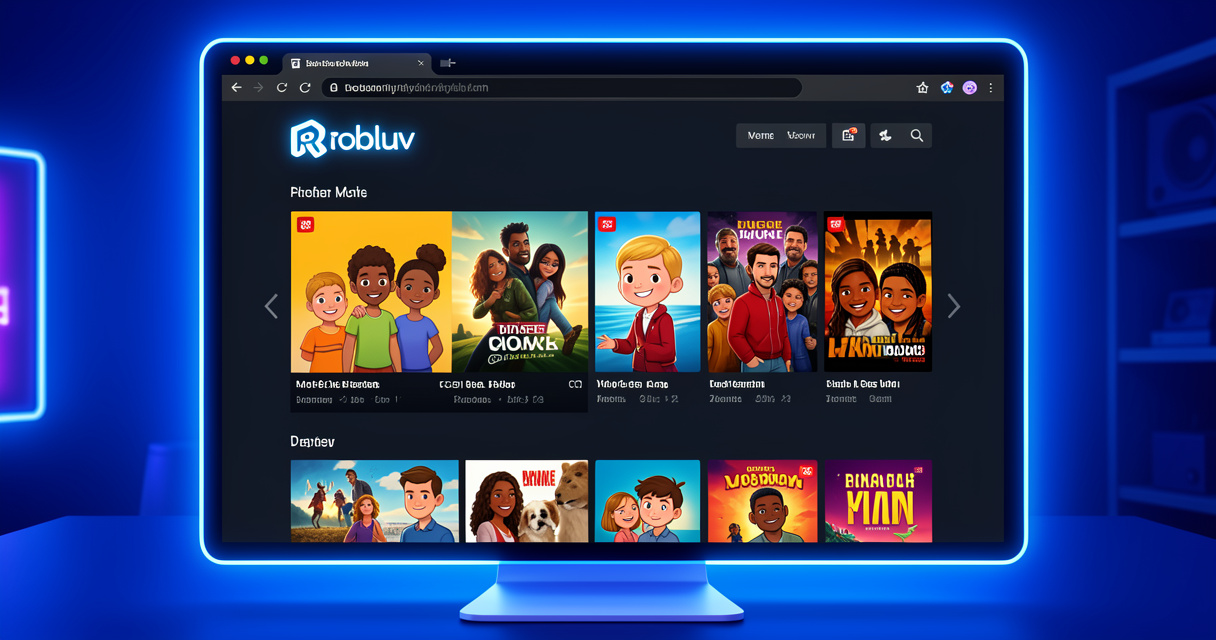 Interface de streaming Robluv avec liste de films sur un écran d'ordinateur
