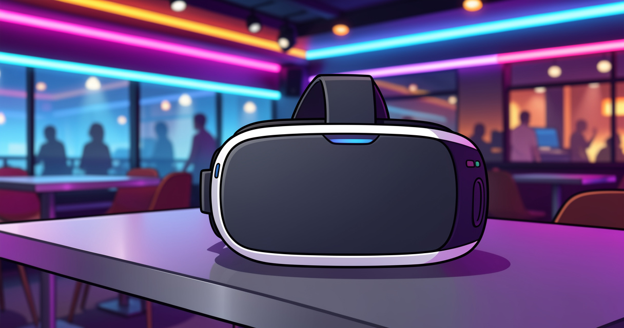Casque de réalité virtuelle posé dans une salle de jeu immersive proche de Bastille